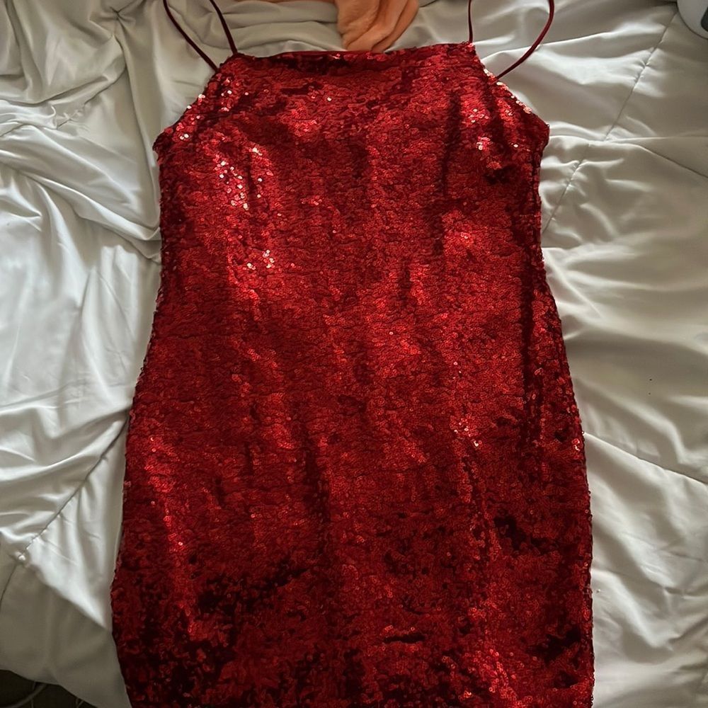 Mind Code red sequin mini dress